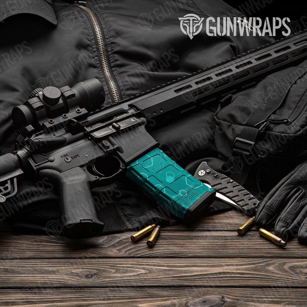 AR 15 Mag Hex DNA Elite Tiffany Blue Gun Skin Vinyl Wrap