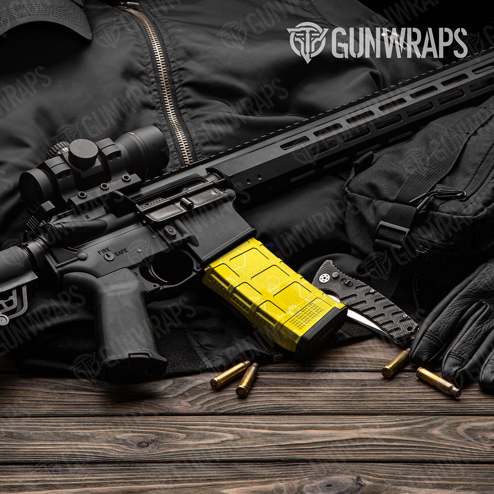 AR 15 Mag Hex DNA Elite Yellow Gun Skin Vinyl Wrap
