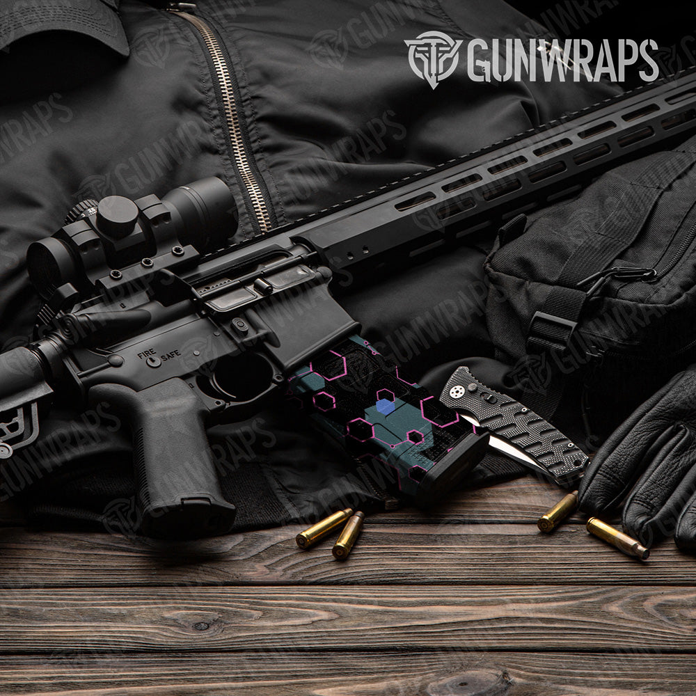 AR 15 Mag Hex DNA Magenta Frost Gun Skin Vinyl Wrap