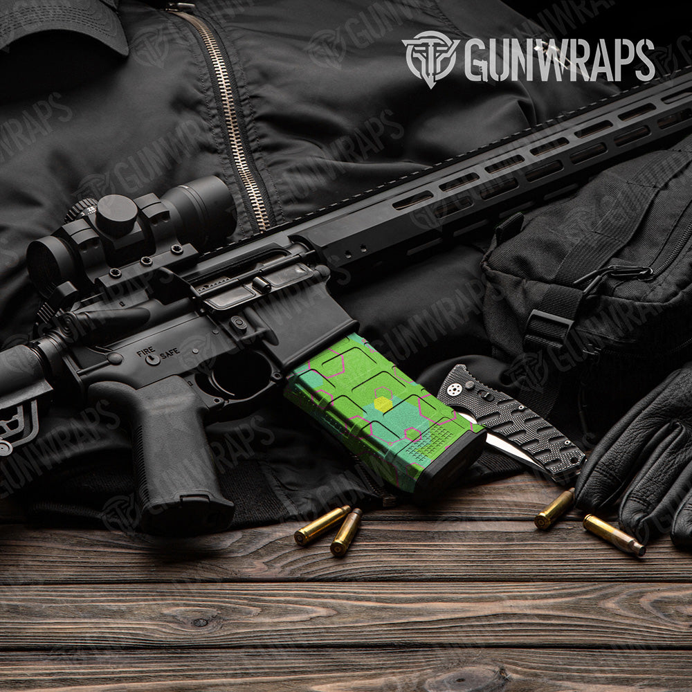 AR 15 Mag Hex DNA Magenta Lime Gun Skin Vinyl Wrap