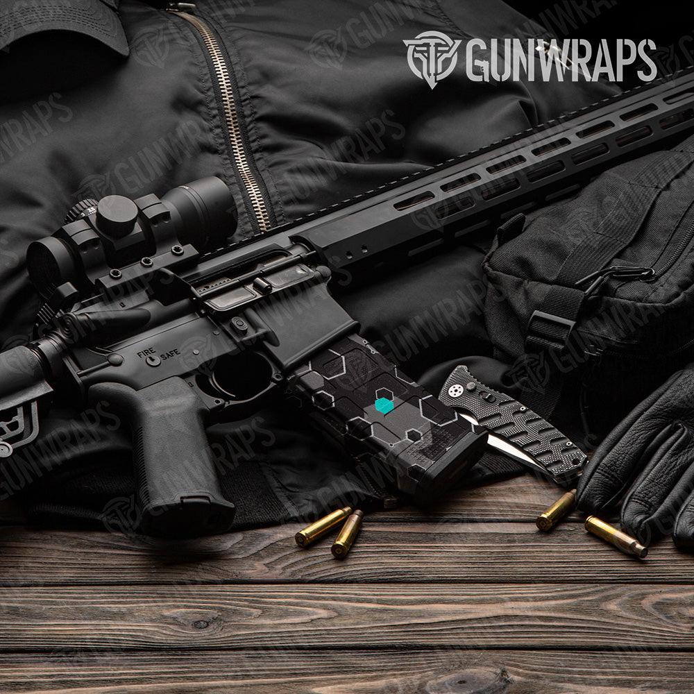 AR 15 Mag Hex DNA Tiffany Blue Gun Skin Vinyl Wrap
