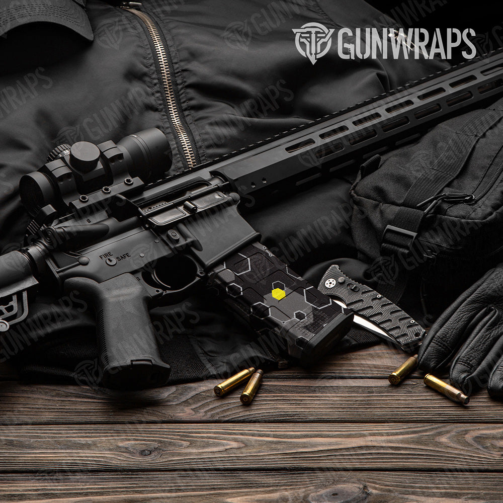 AR 15 Mag Hex DNA Yellow Gun Skin Vinyl Wrap