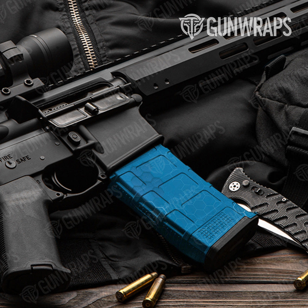 AR-15 Mag Hex Electric Blue Gun Skin Vinyl Wrap