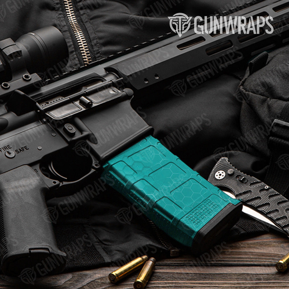 AR-15 Mag Hex Electric Tiffany Blue Gun Skin Vinyl Wrap