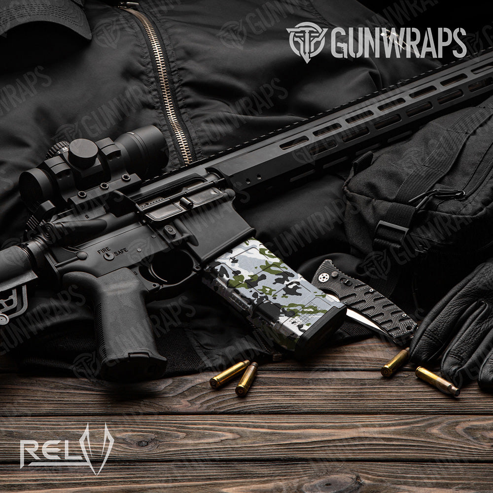 AR-15 Mag RELV Timber Wolf Gun Skin Vinyl Wrap