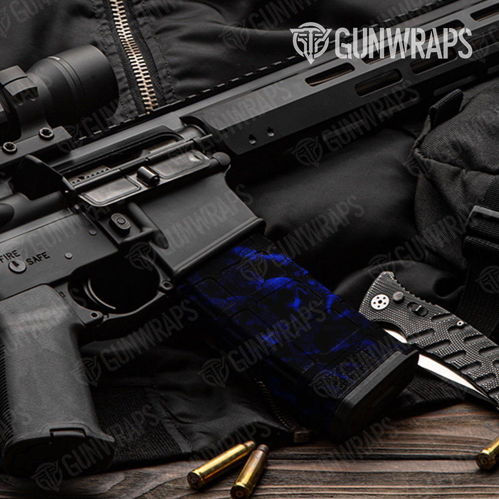 AR-15 Mag Skull Blue Gun Skin Vinyl Wrap