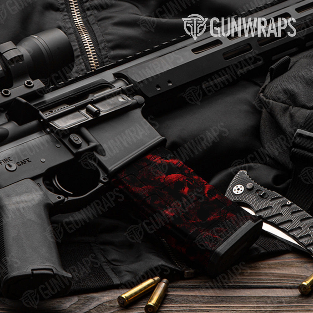 AR-15 Mag Skull Red Gun Skin Vinyl Wrap