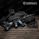 Broken Plaid Blue Tiger Gun Skin Vinyl Wrap