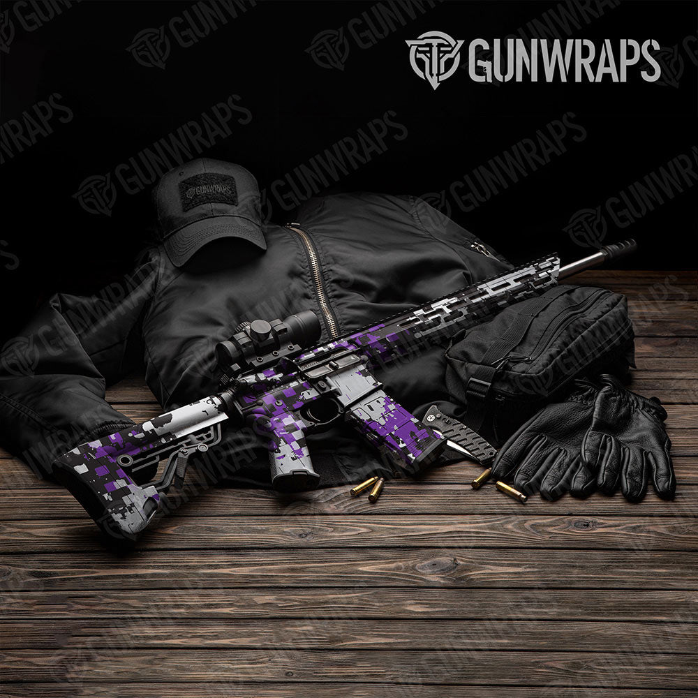 Broken Plaid Purple Tiger Gun Skin Vinyl Wrap