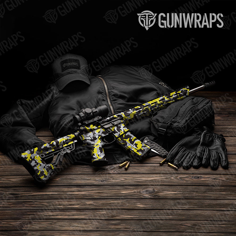 Erratic Yellow Tiger Gun Skin Vinyl Wrap