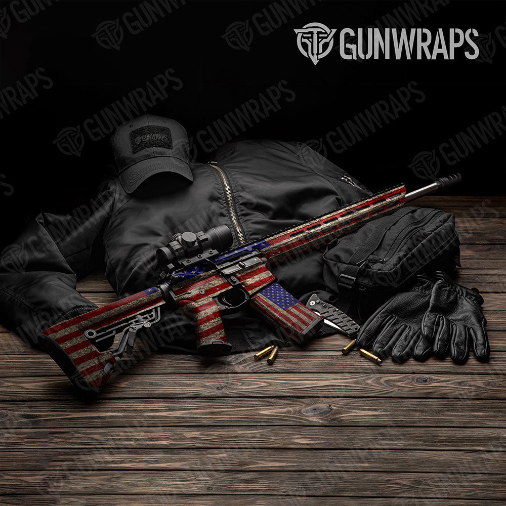 Patriotic American Flag Gun Skin Vinyl Wrap