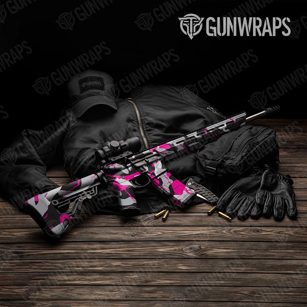 Ragged Magenta Tiger Gun Skin Vinyl Wrap