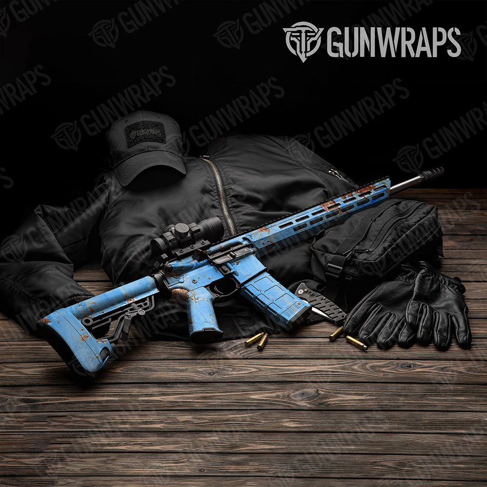 Rust 3D Baby Blue Gun Skin Vinyl Wrap
