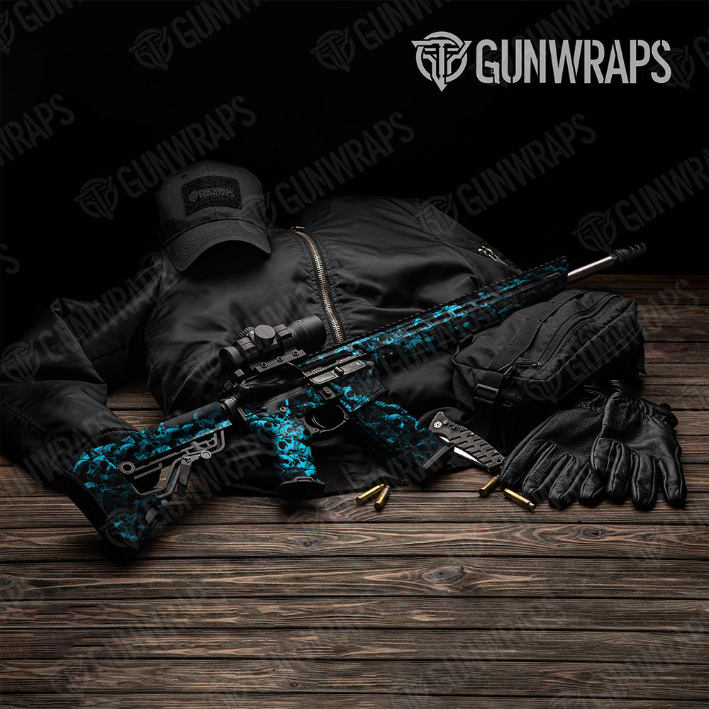 Skull Cyan Gun Skin Vinyl Wrap