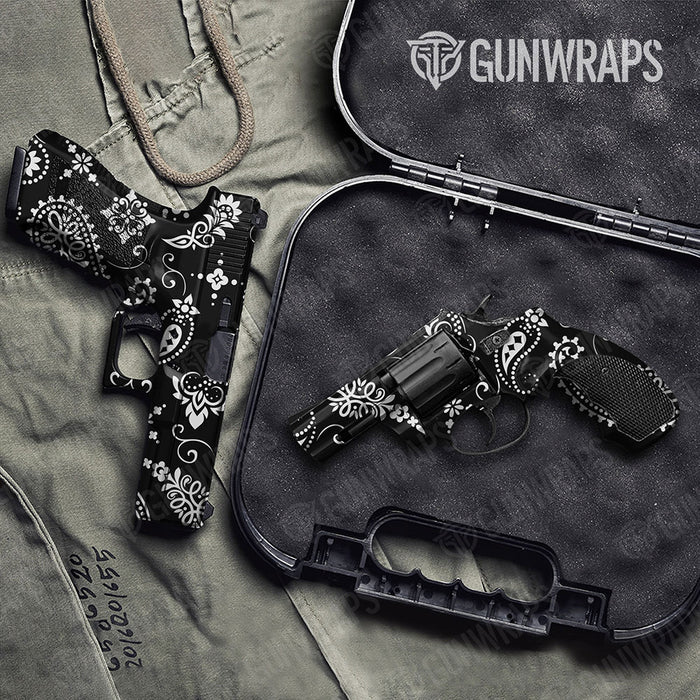 Handgun Bandana Black And White Gun Skin Vinyl Wrap