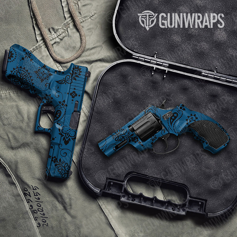 Bandana Blue And Black Gun Skin Vinyl Wrap