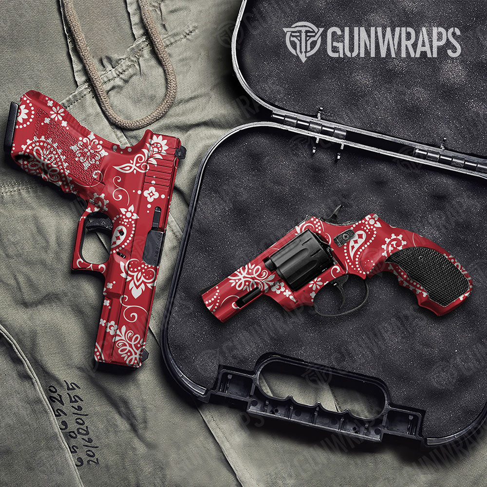 Bandana Red And White Gun Skin Vinyl Wrap
