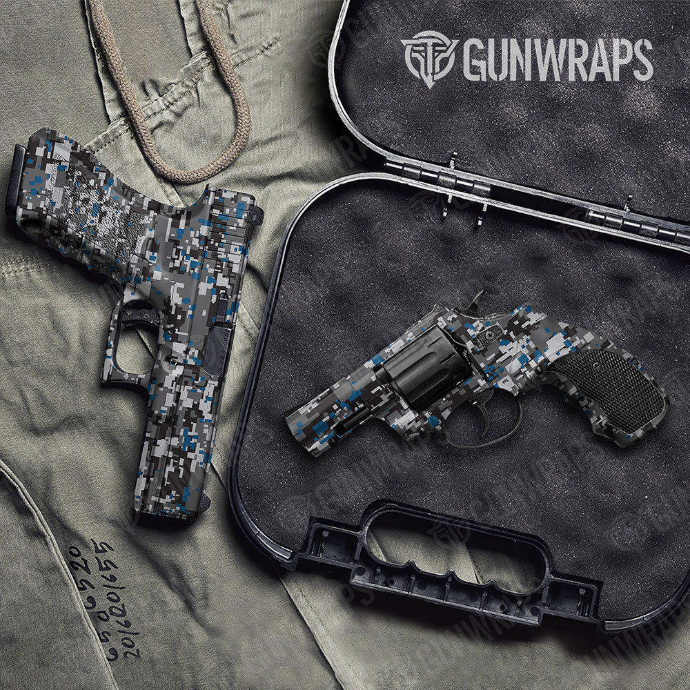 Digital Urban Blue Gun Skin Vinyl Wrap