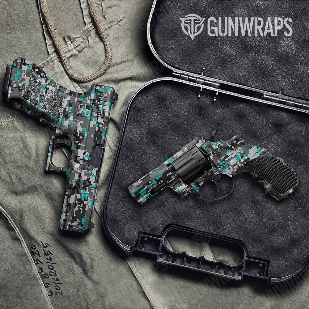 Digital Urban Tiffany Blue Gun Skin Vinyl Wrap