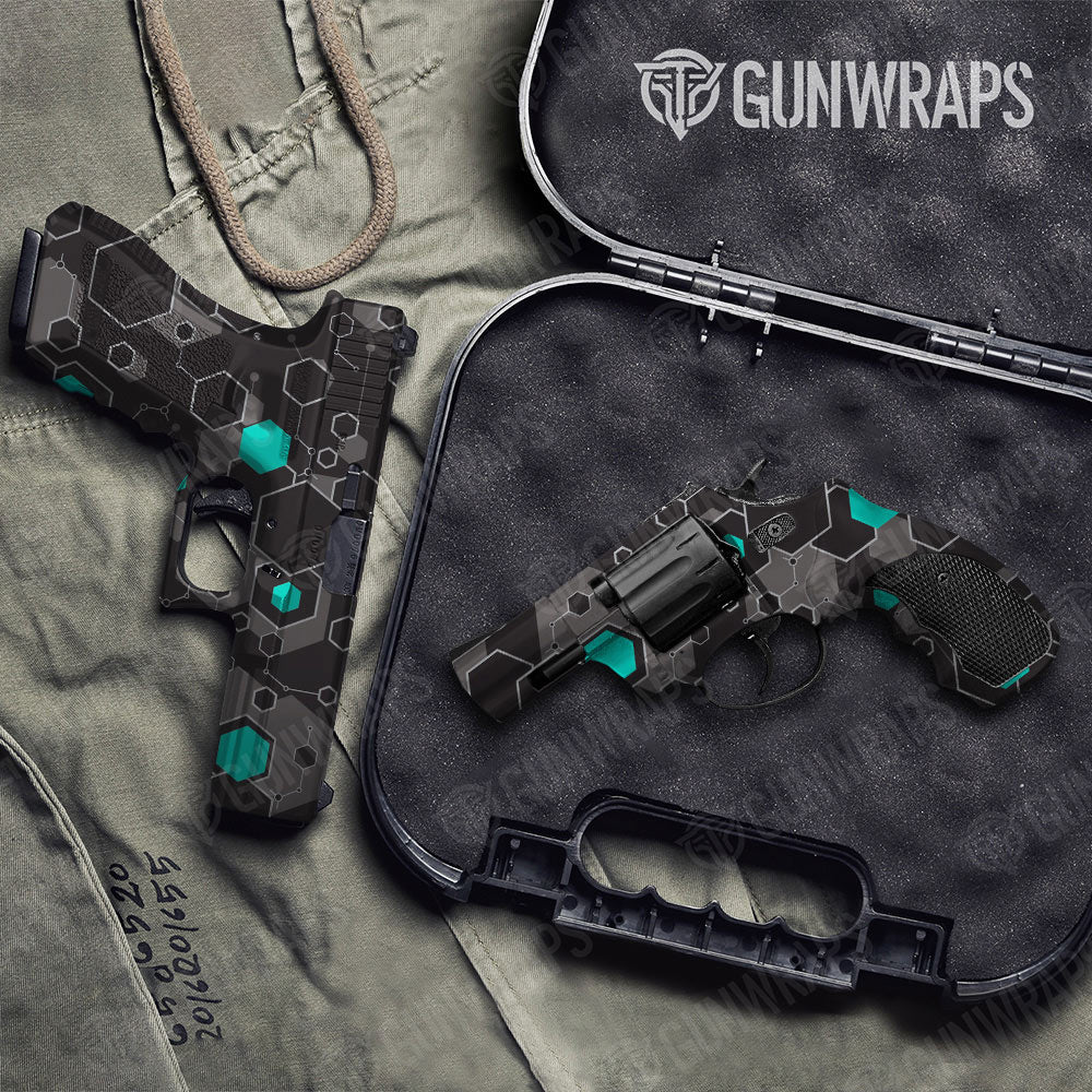 Hex DNA Tiffany Blue Gun Skin Vinyl Wrap