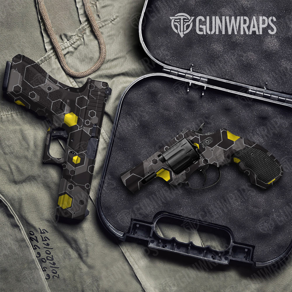 Hex DNA Yellow Gun Skin Vinyl Wrap