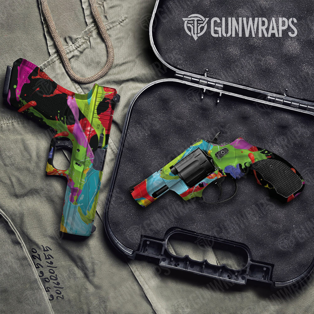 Paint Splatter Black Gun Skin Vinyl Wrap