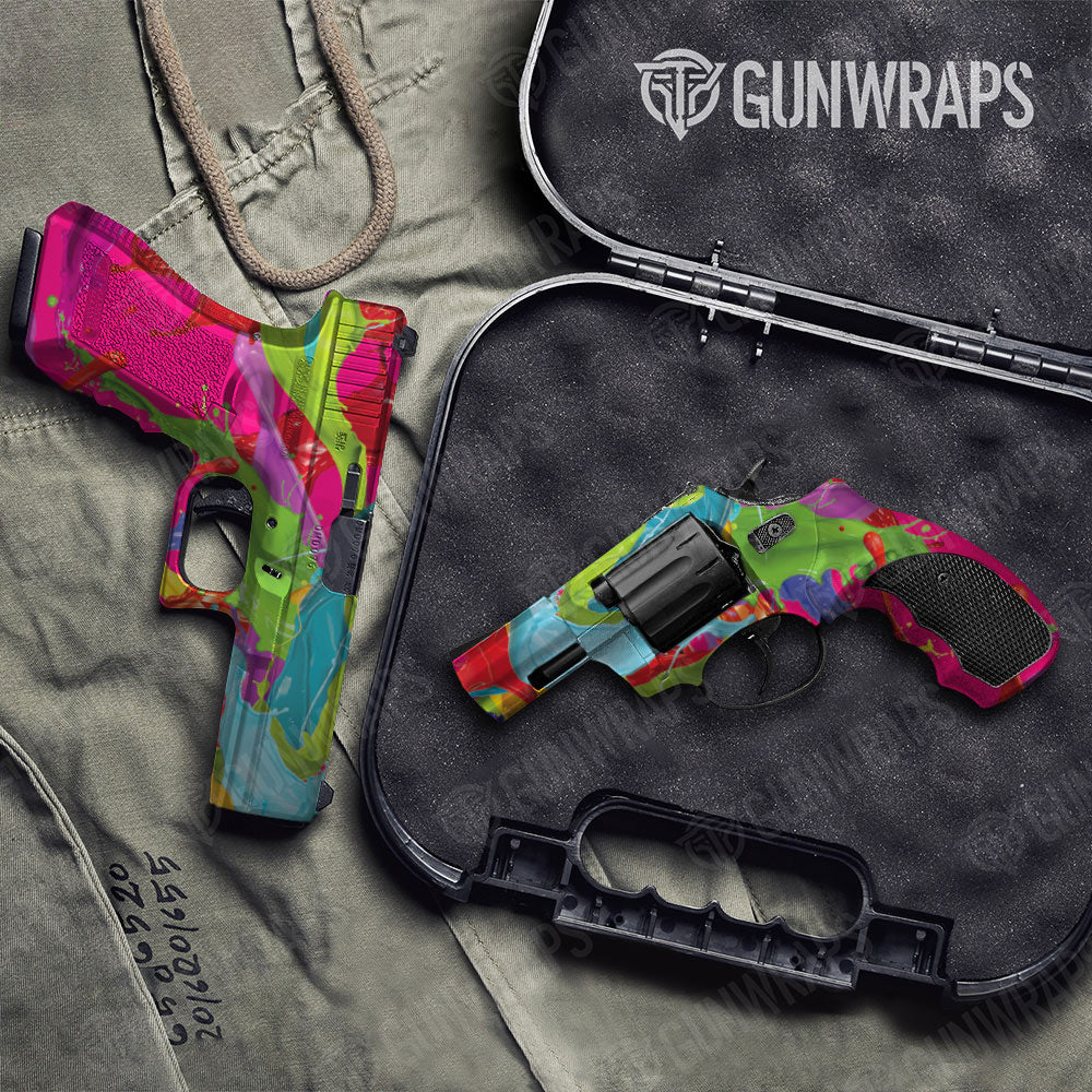 Paint Splatter Magenta Gun Skin Vinyl Wrap