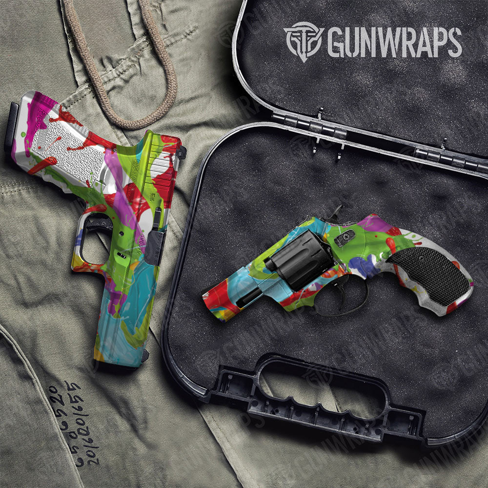 Paint Splatter White Gun Skin Vinyl Wrap