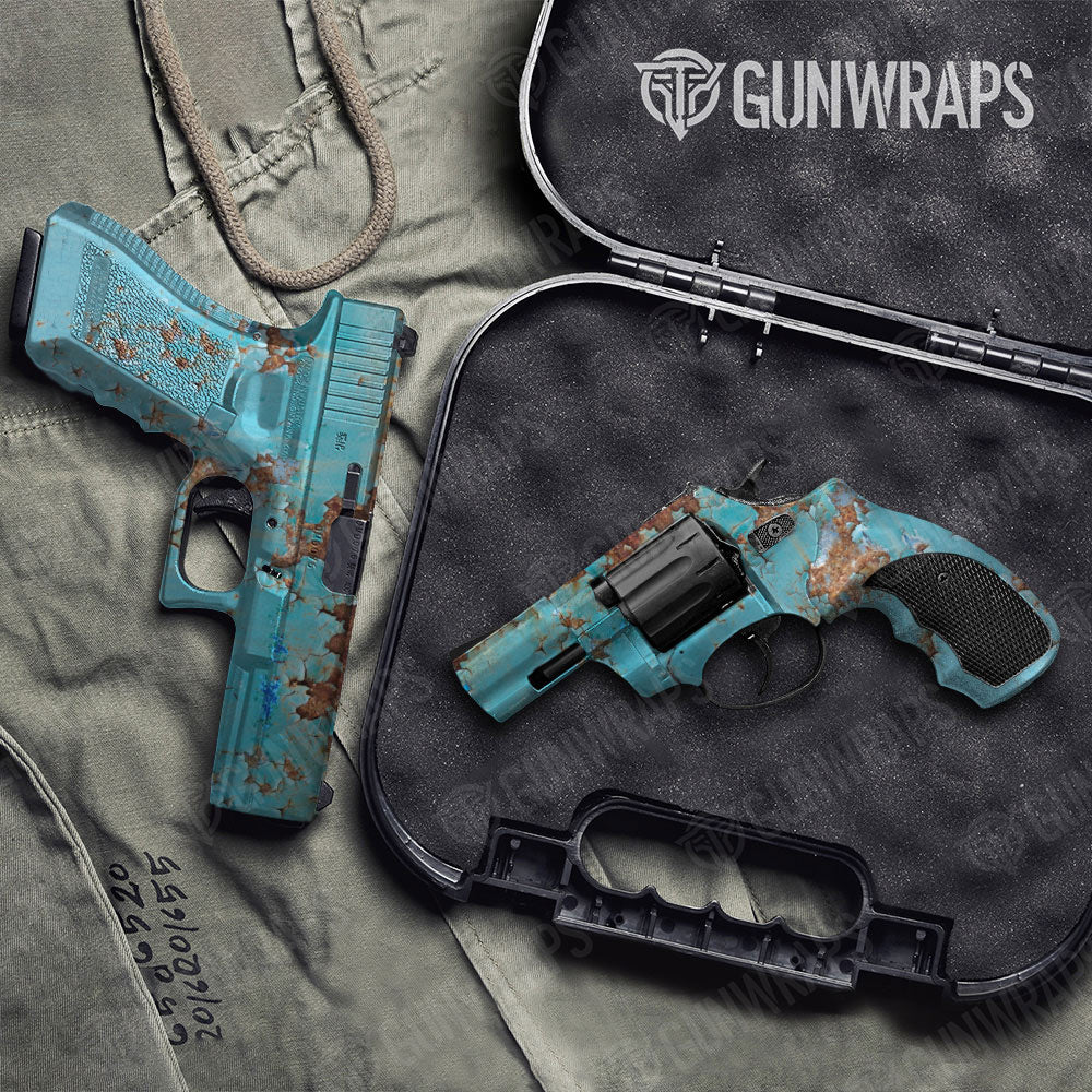 Rust 3D Tiffany Blue Gun Skin Vinyl Wrap