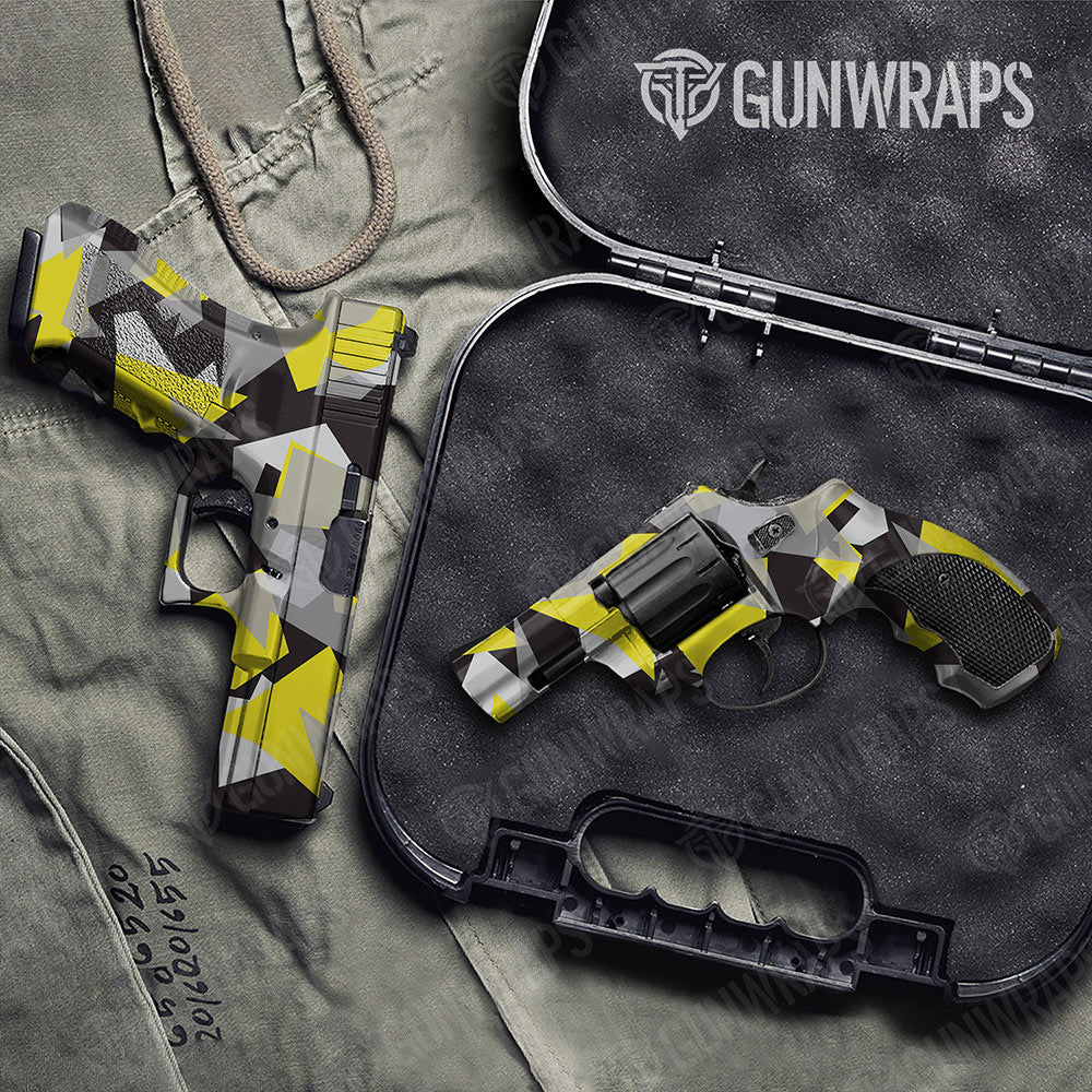 Shattered Yellow Tiger Gun Skin Vinyl Wrap