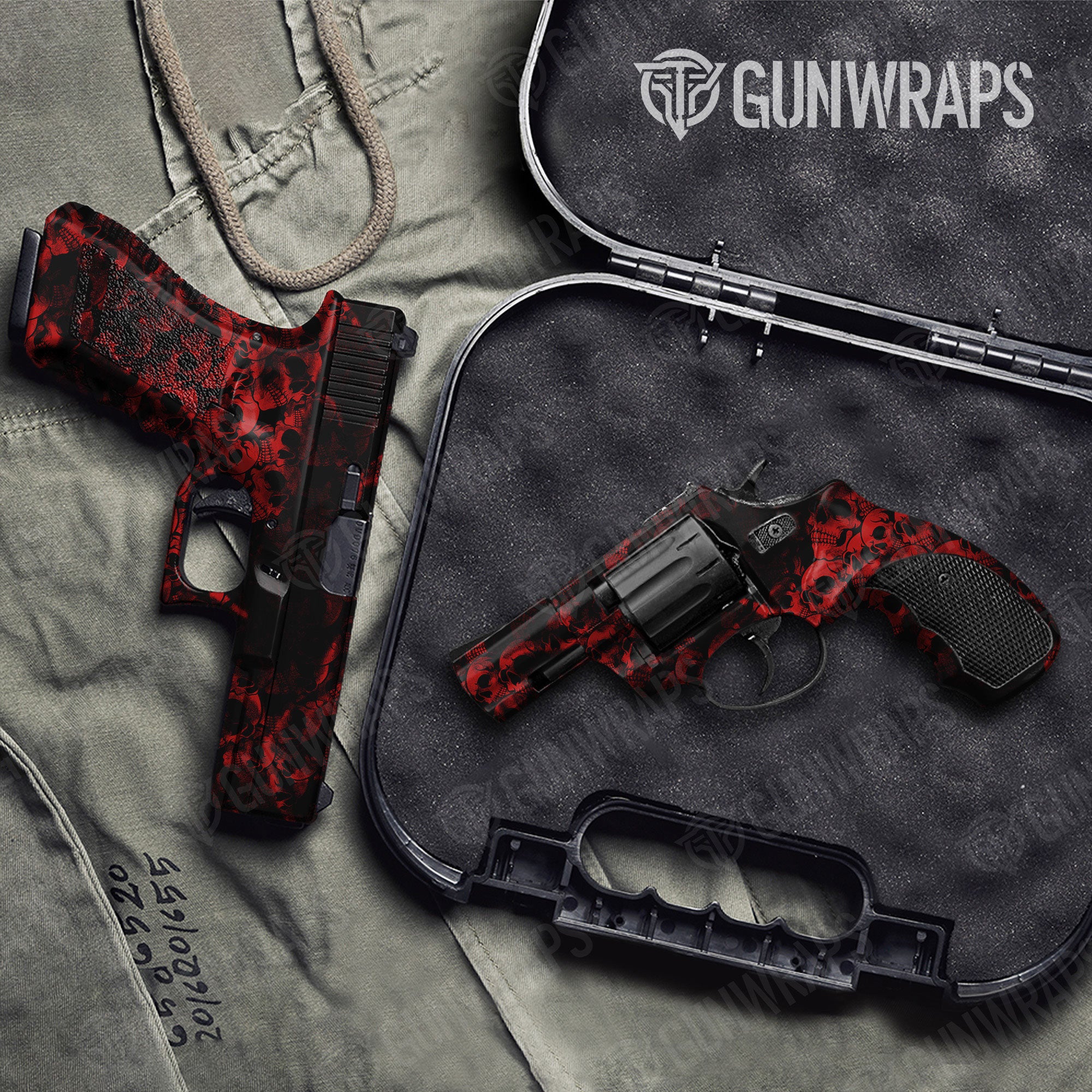 Skull Red Gun Skin Vinyl Wrap