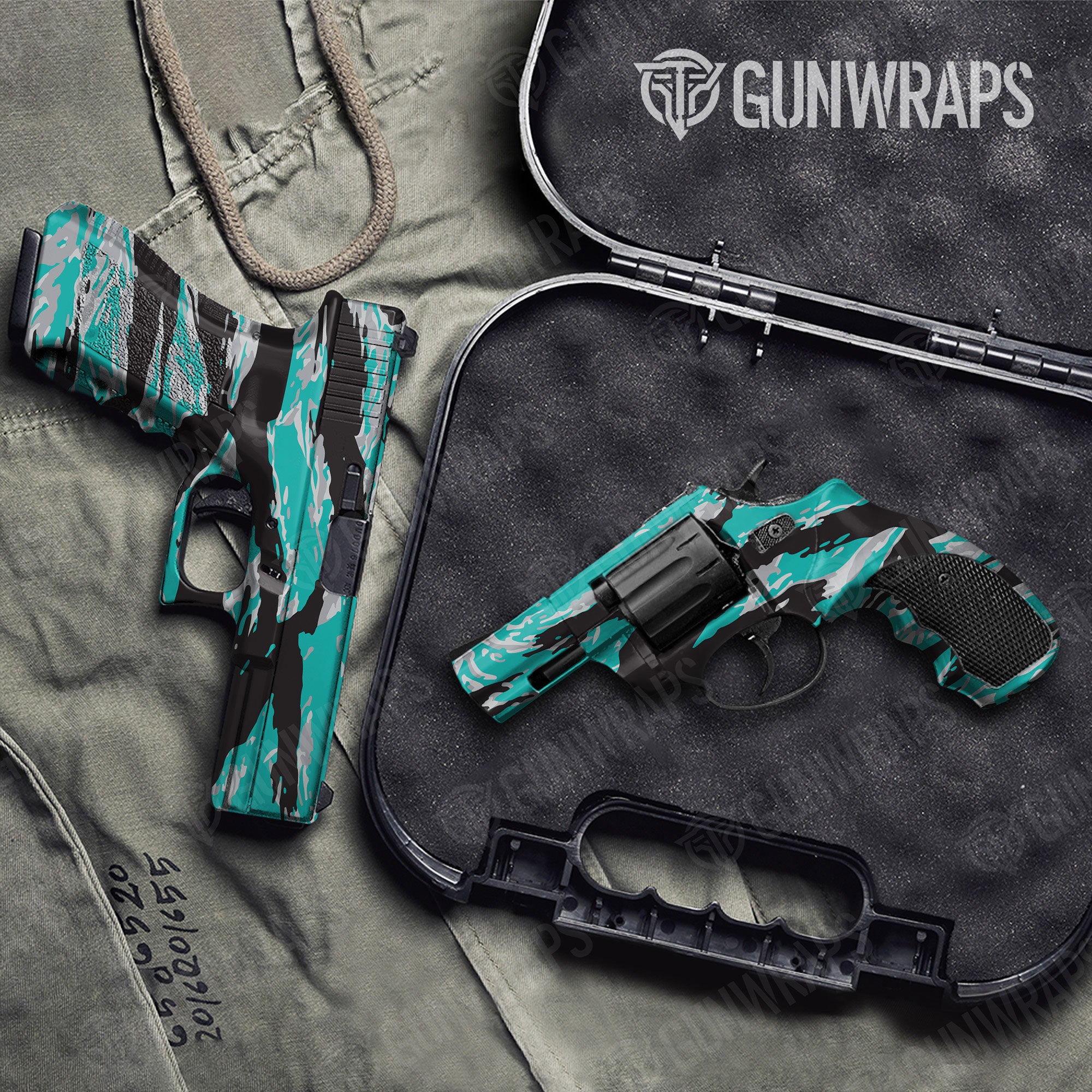 Vietnam Tiger Stripe Tiffany Blue Tiger Gun Skin Vinyl Wrap