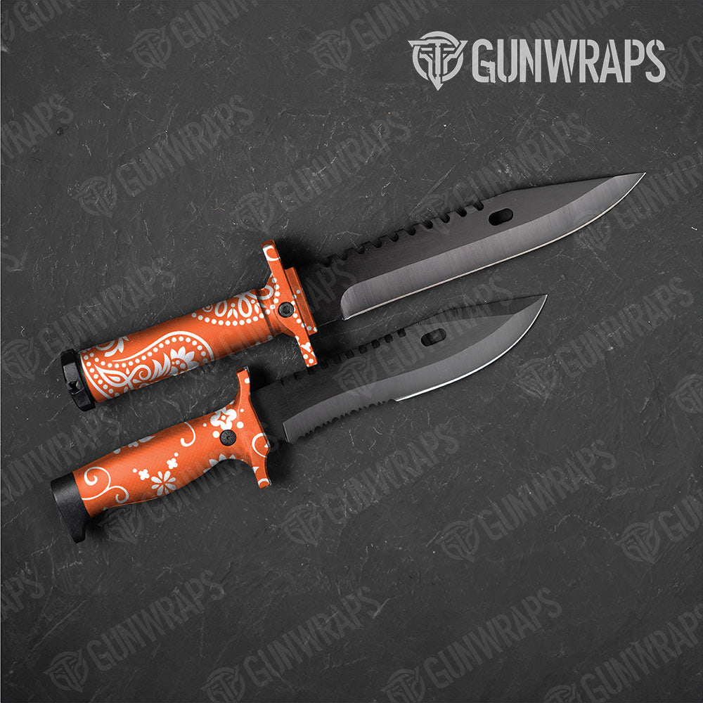 Bandana Orange And White Gun Skin Vinyl Wrap