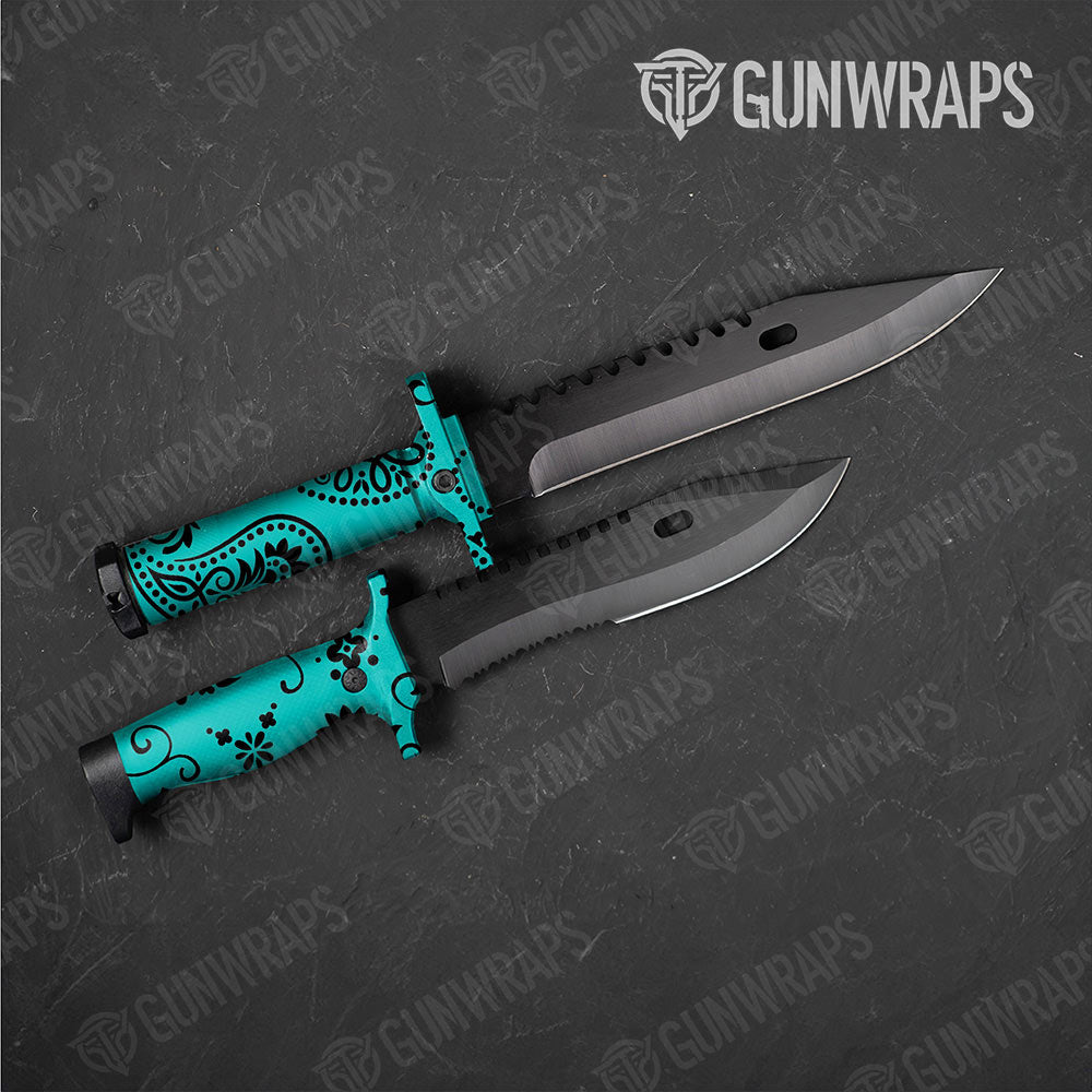 Bandana Tiffany Blue And Black Gun Skin Vinyl Wrap