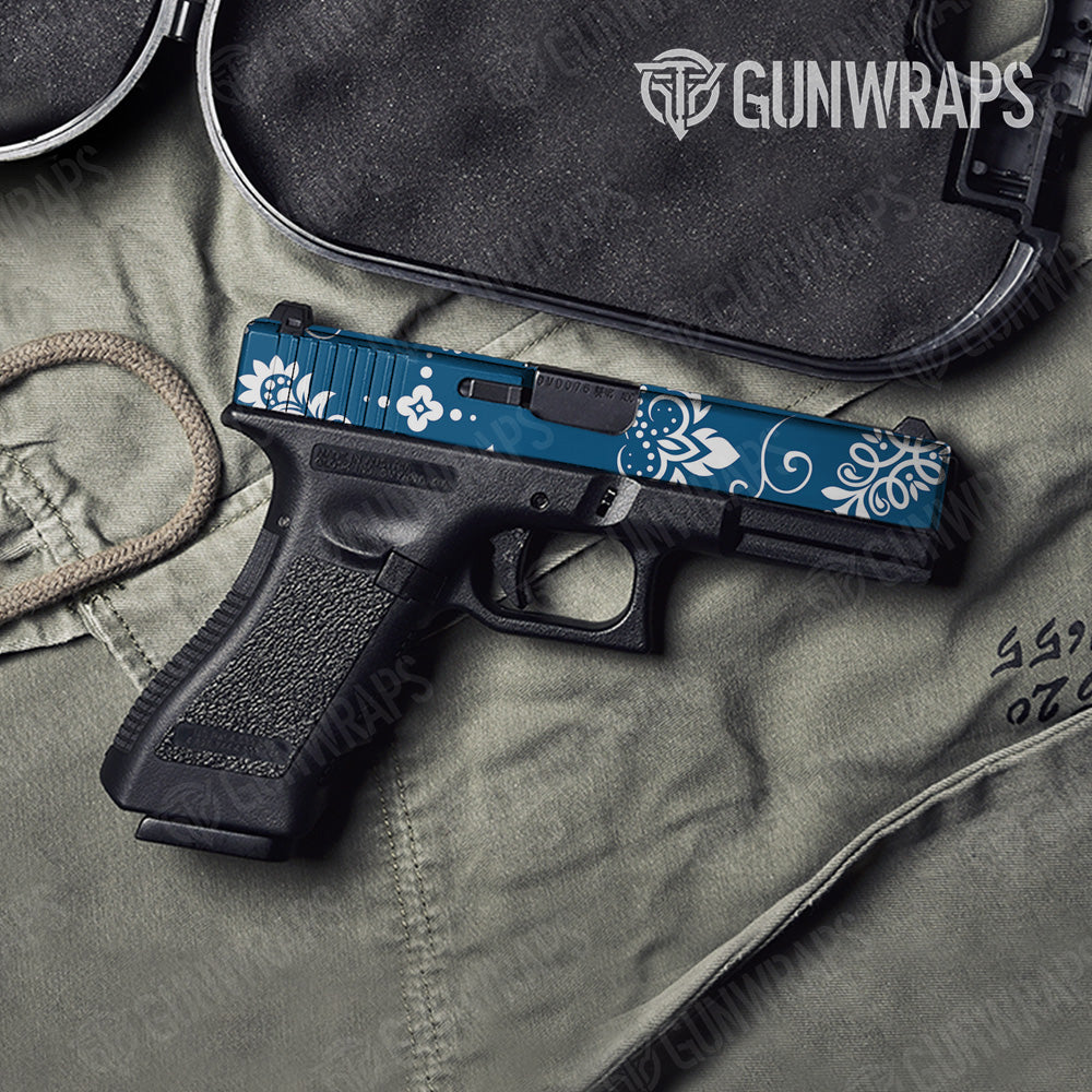 Bandana Blue And White Gun Skin Vinyl Wrap
