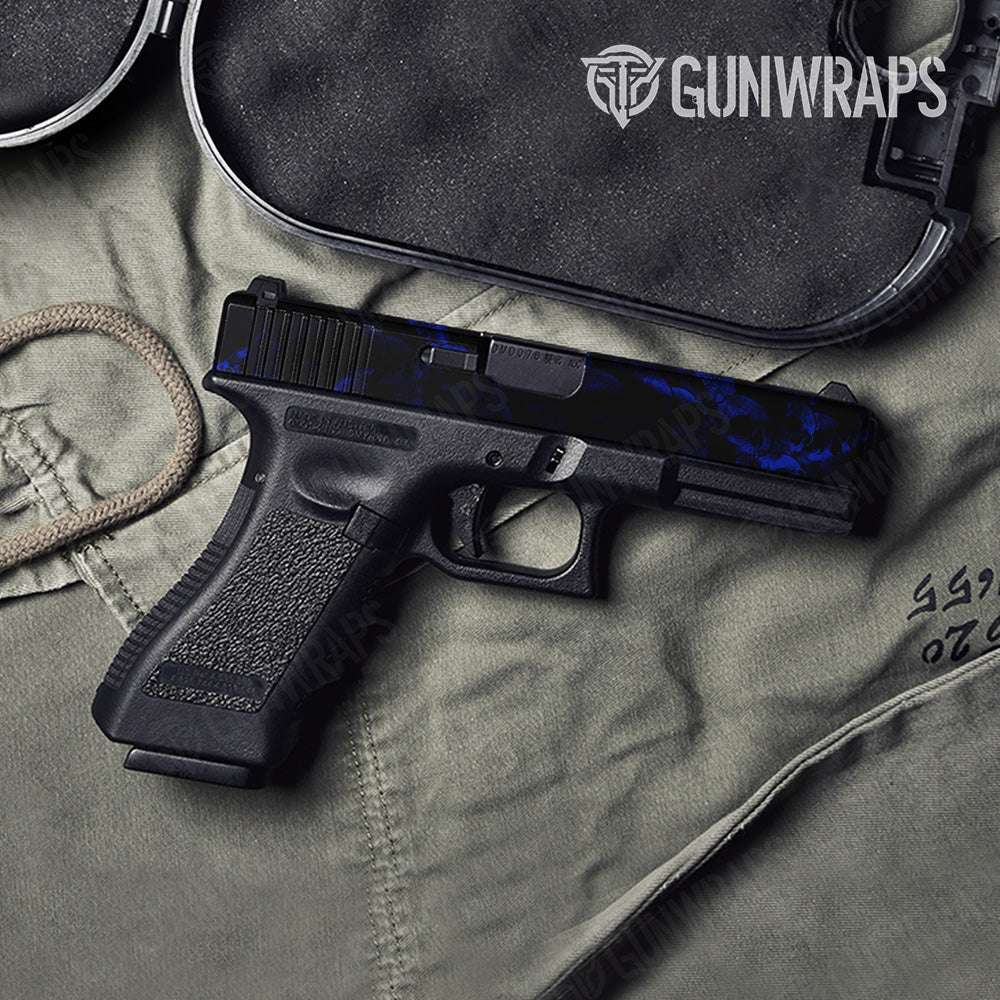 Skull Blue Gun Skin Vinyl Wrap