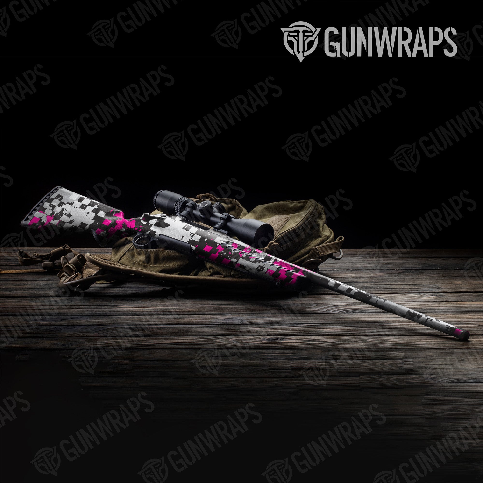Broken Plaid Magenta Tiger Gun Skin Vinyl Wrap