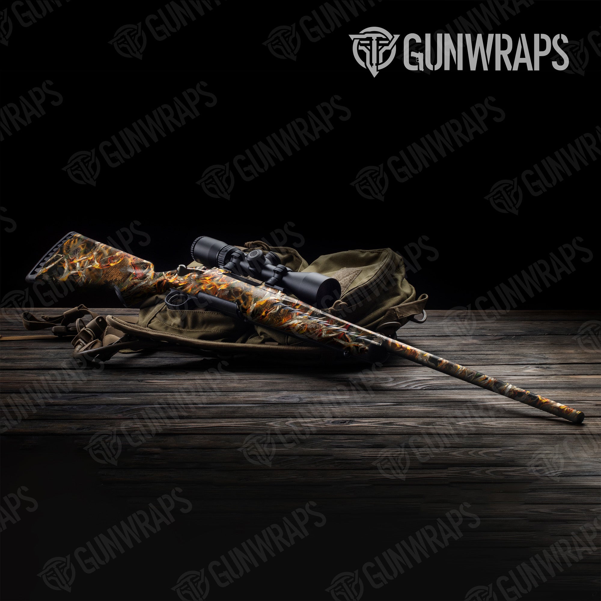 Nature Burning Buck Skull Gun Skin Vinyl Wrap