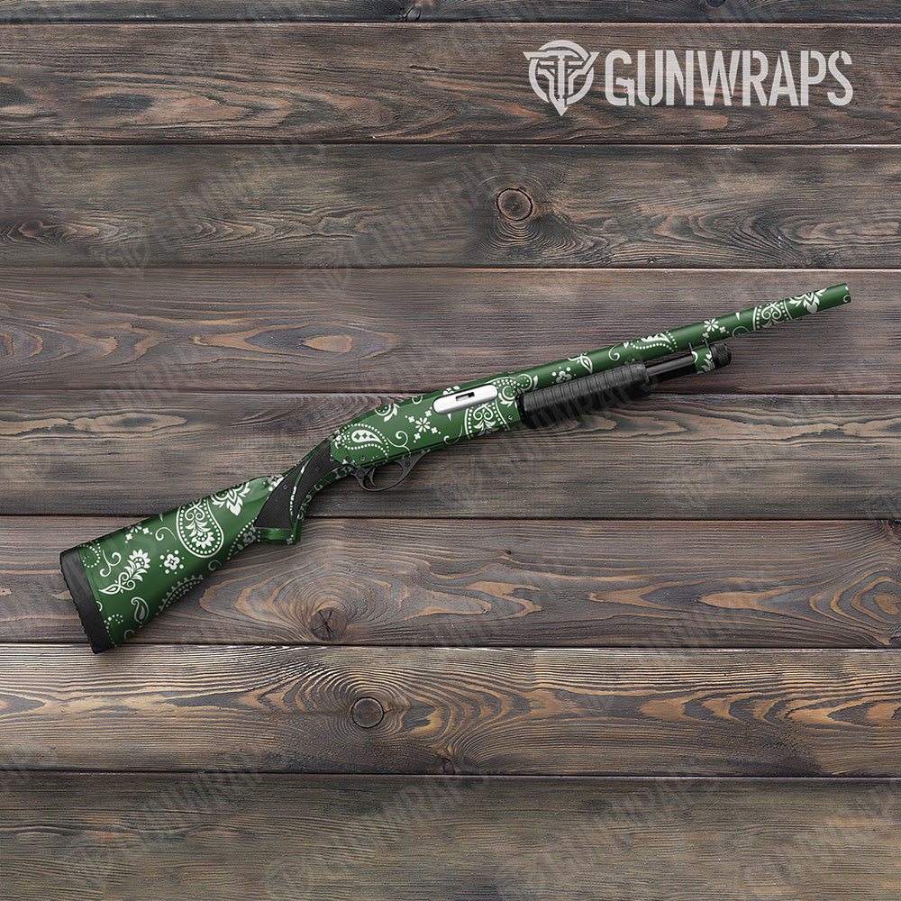 Bandana Green And White Gun Skin Vinyl Wrap