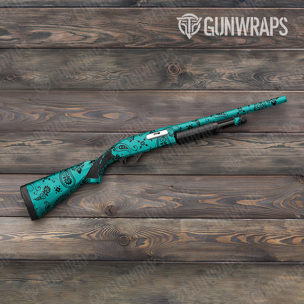 Bandana Tiffany Blue And Black Gun Skin Vinyl Wrap