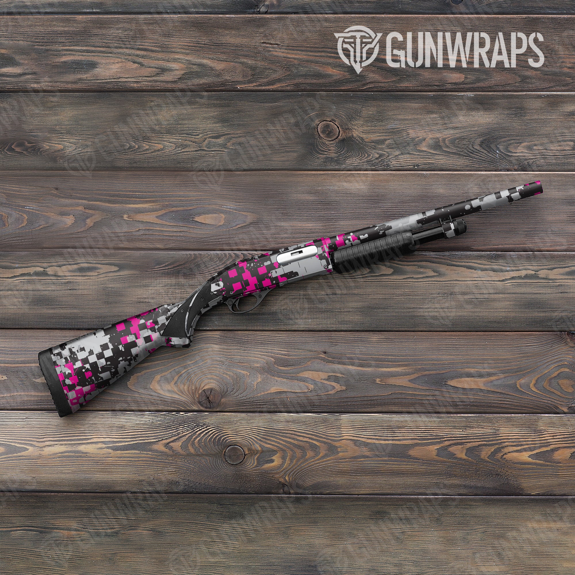 Broken Plaid Magenta Tiger Gun Skin Vinyl Wrap