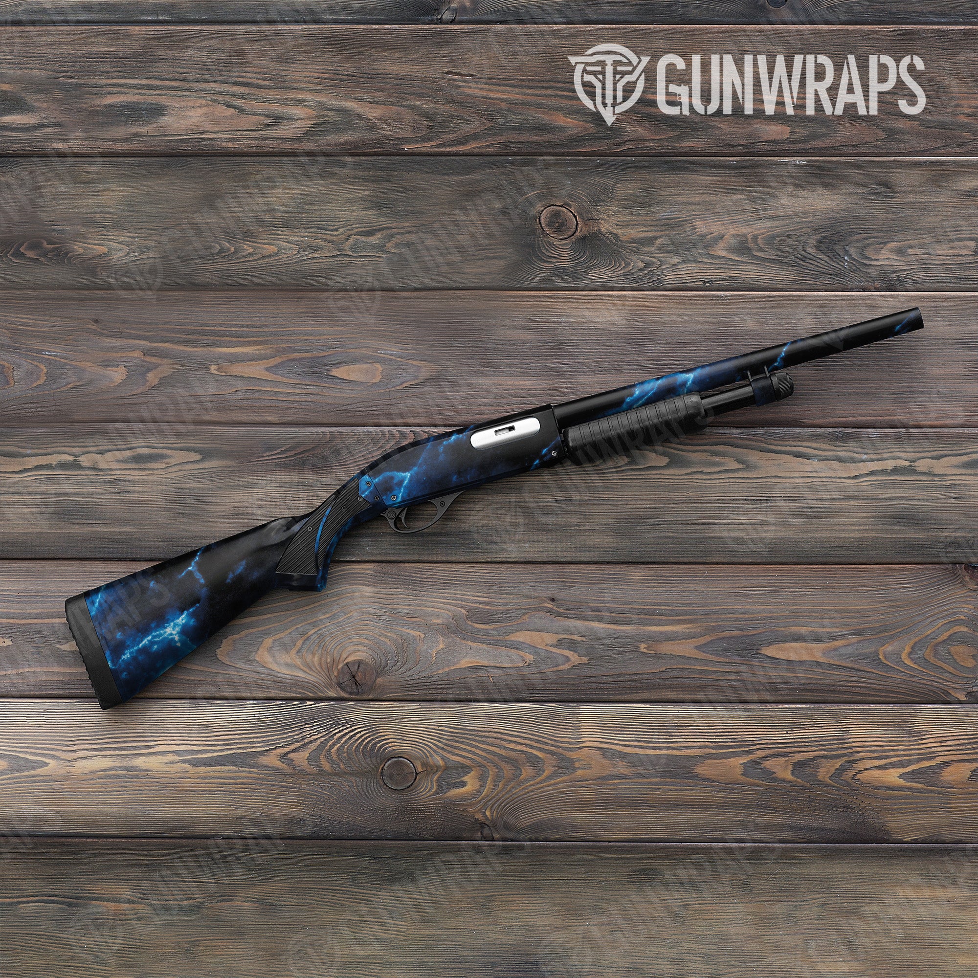 Stone Blue Lightning Marble Gun Skin Vinyl Wrap