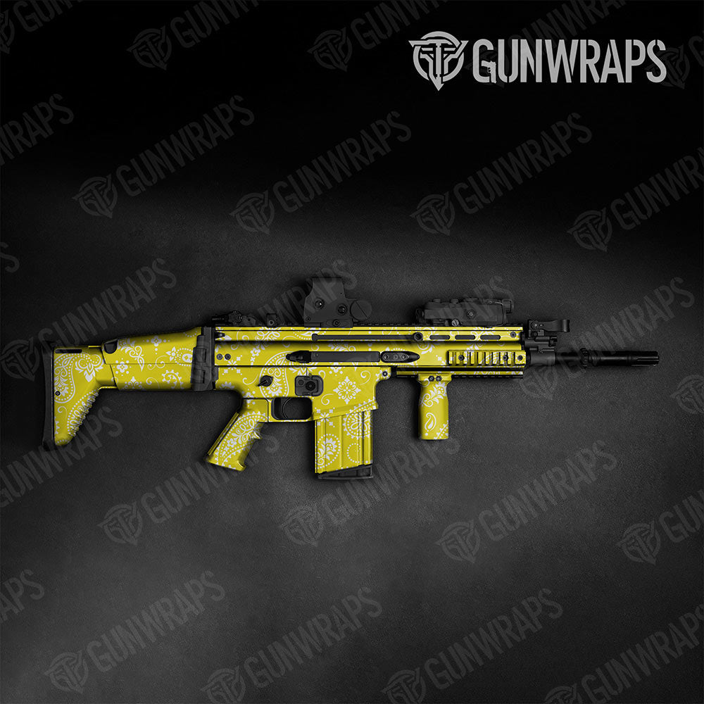 Bandana Yellow And White Gun Skin Vinyl Wrap