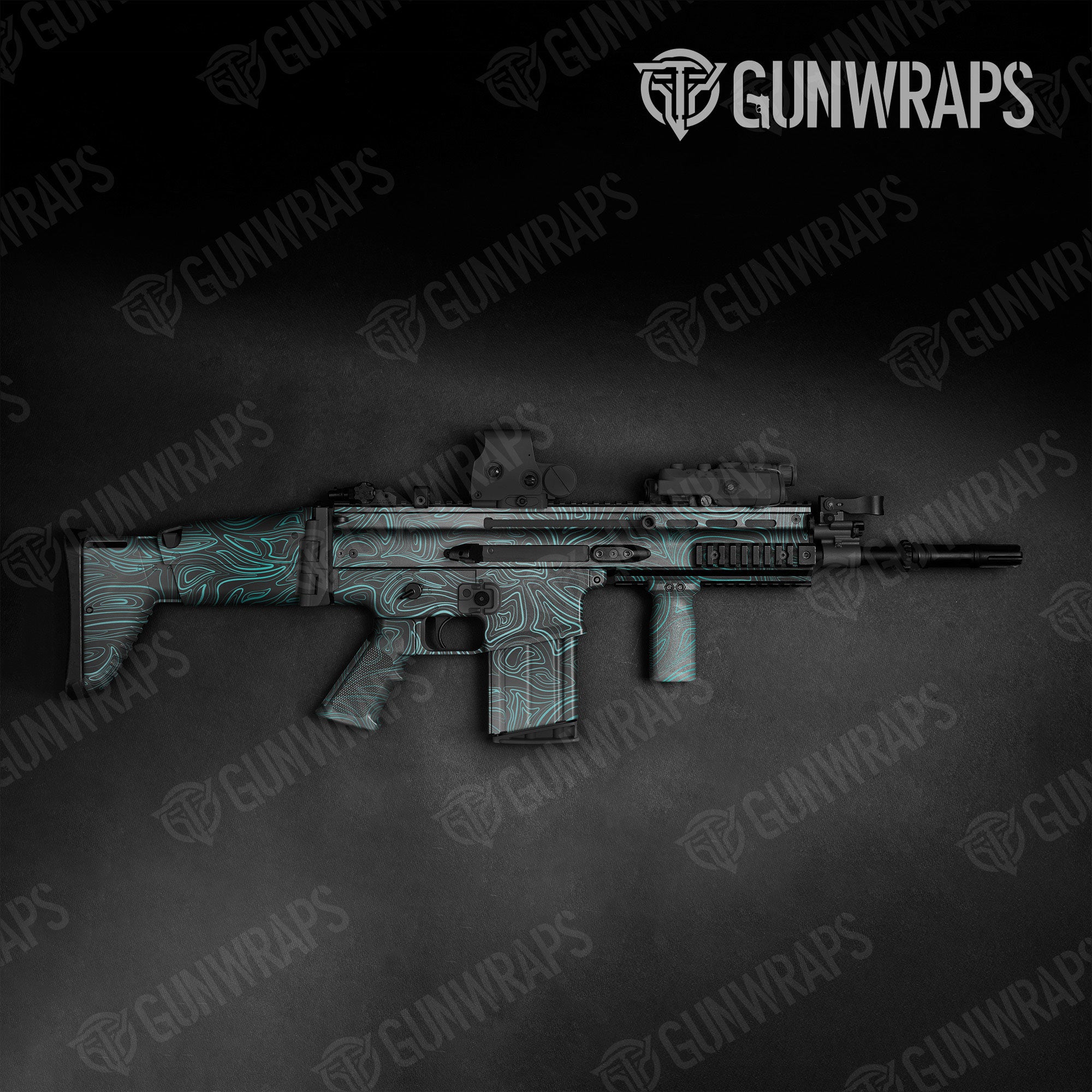 Damascus Tiffany Blue Gun Skin Vinyl Wrap
