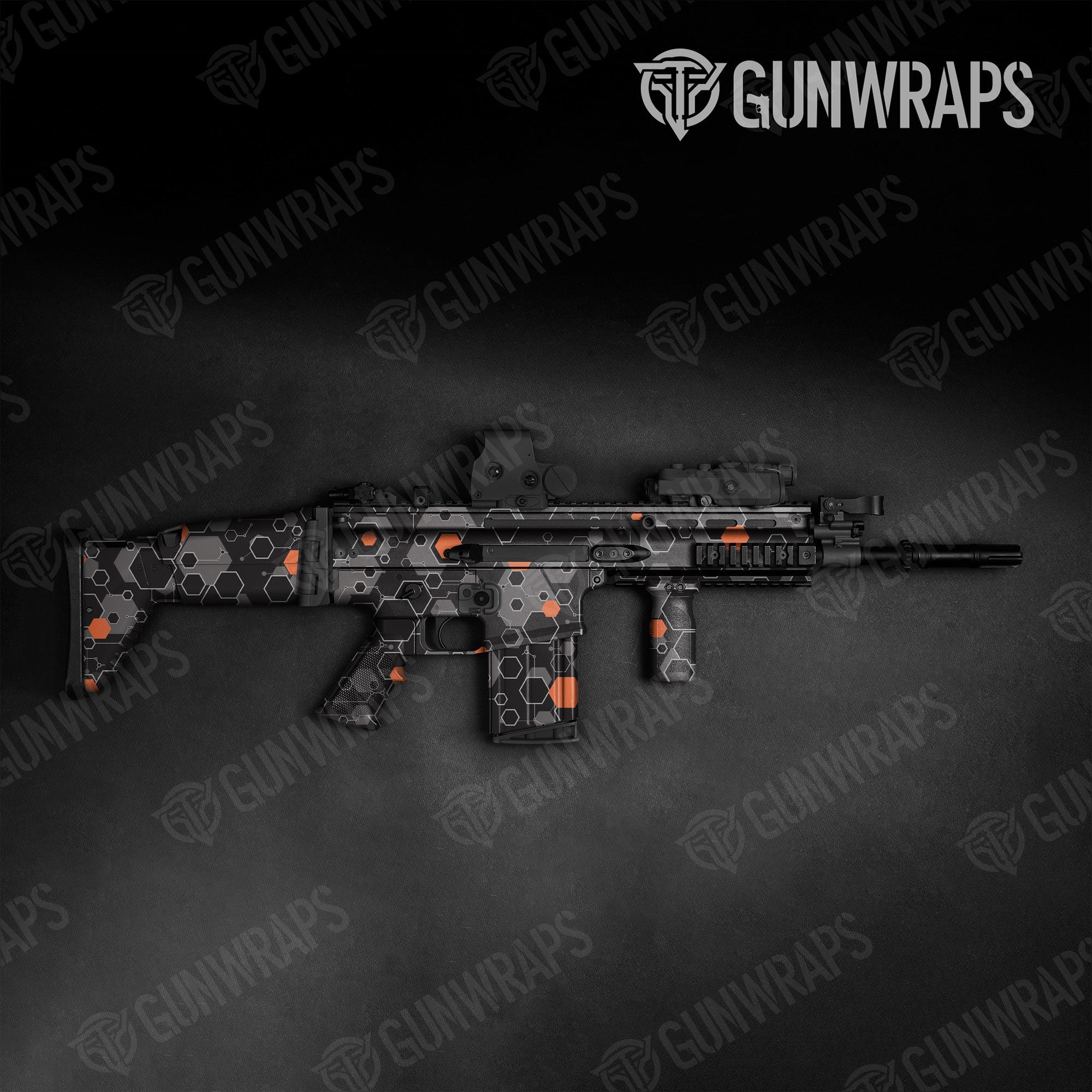 Hex DNA Orange Gun Skin Vinyl Wrap