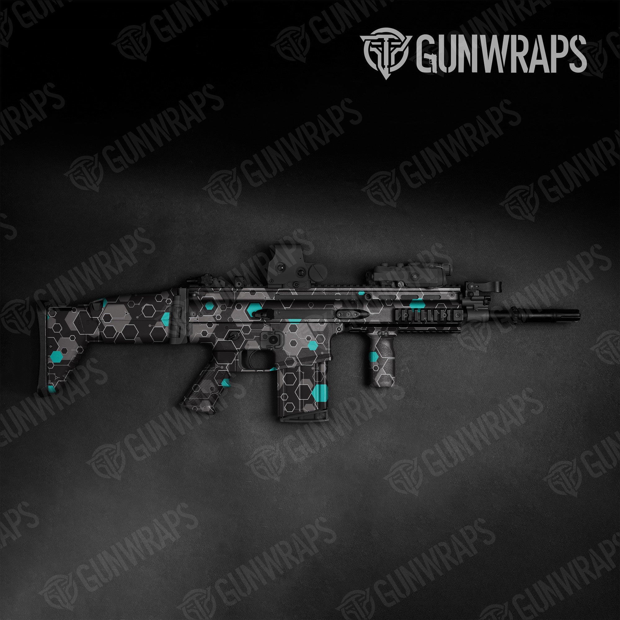 Hex DNA Tiffany Blue Gun Skin Vinyl Wrap