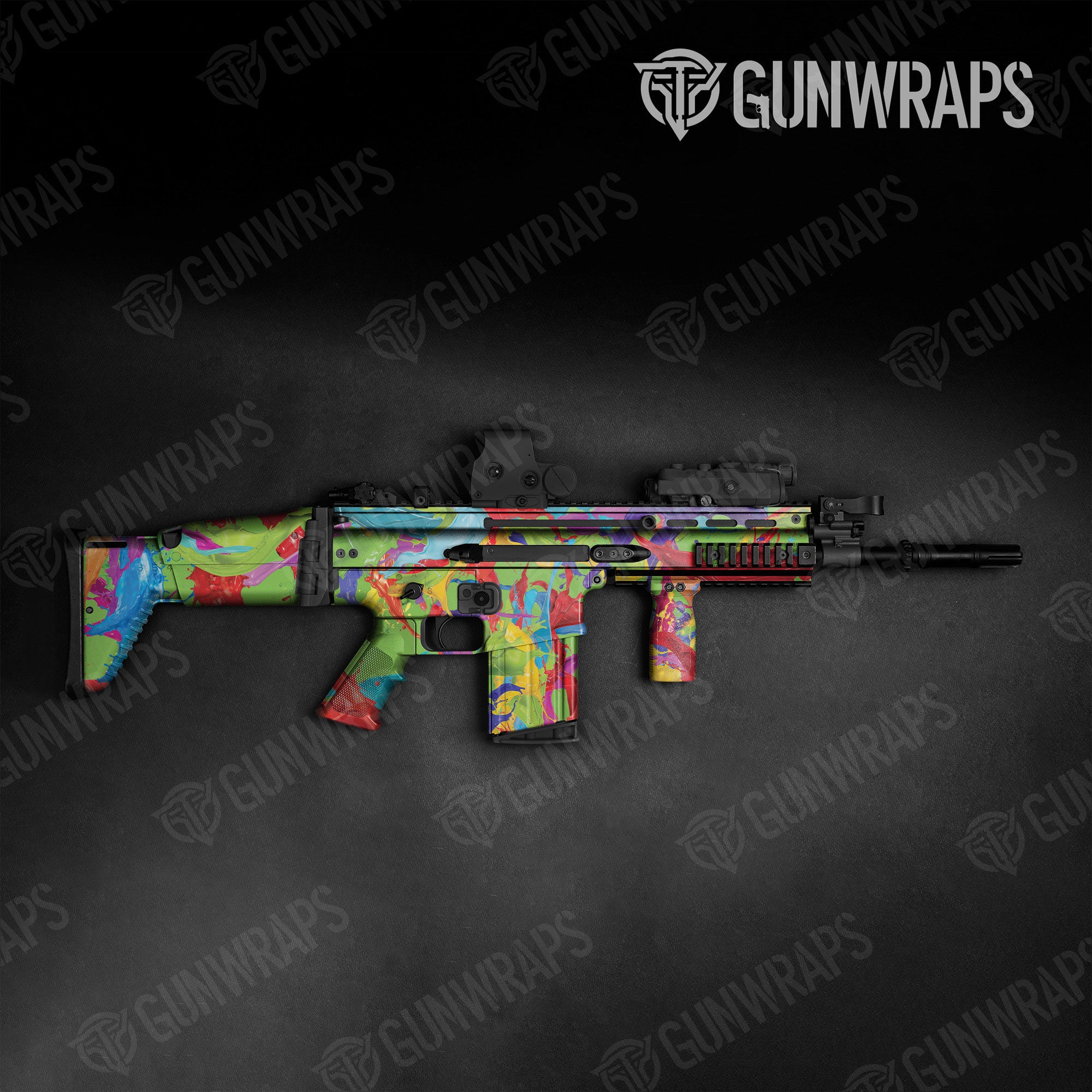 Paint Splatter Green Gun Skin Vinyl Wrap