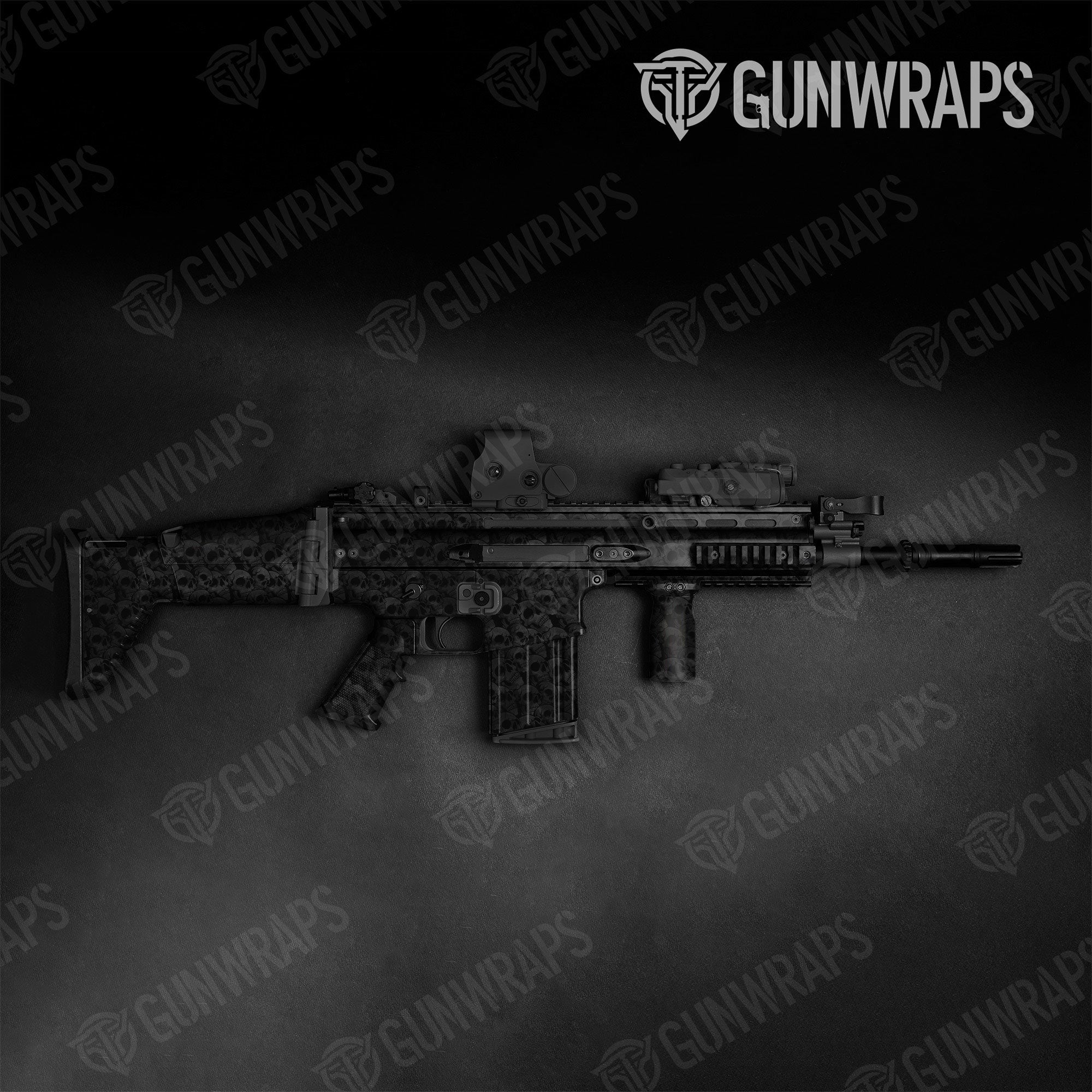 Skull Grayscale Gun Skin Vinyl Wrap