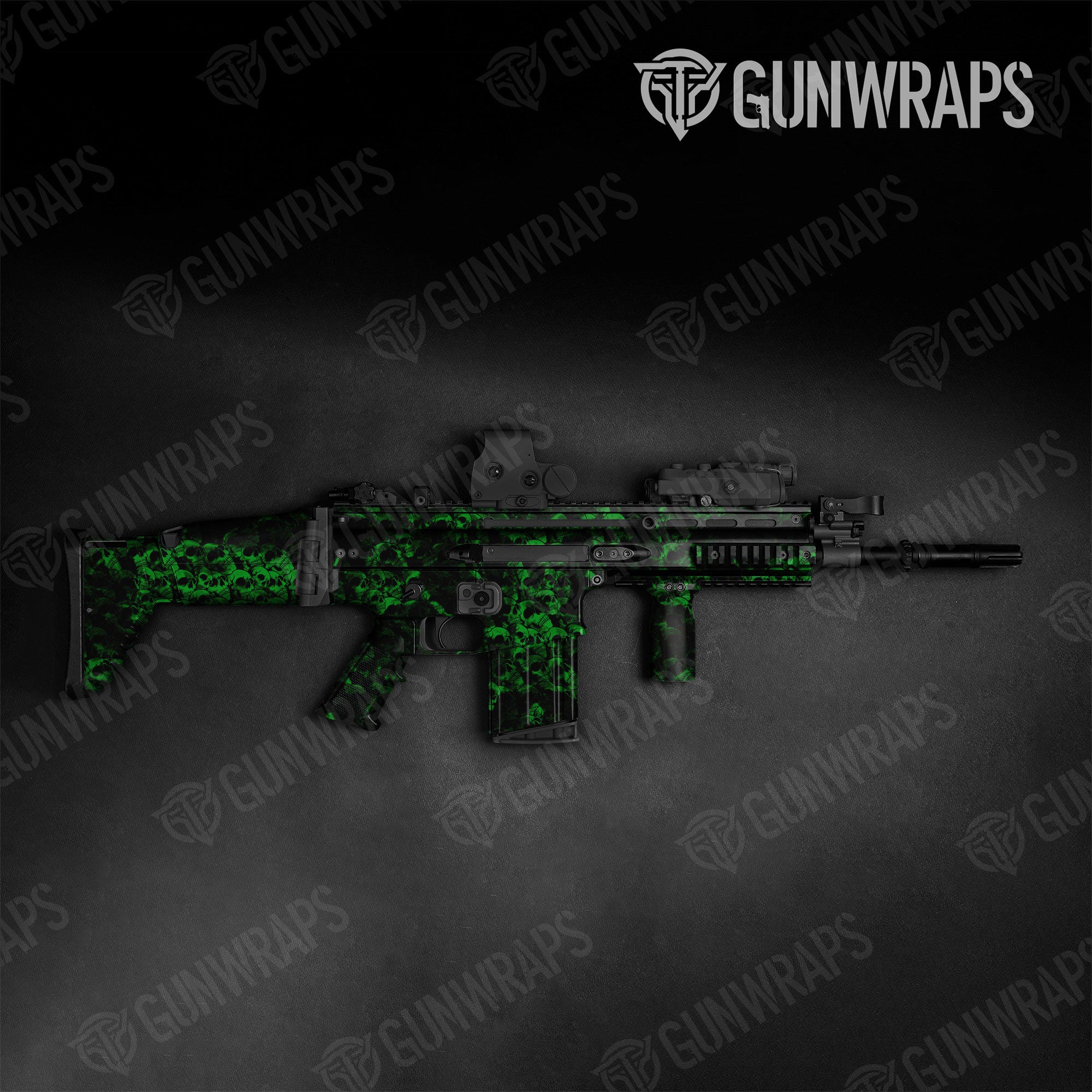 Skull Green Gun Skin Vinyl Wrap