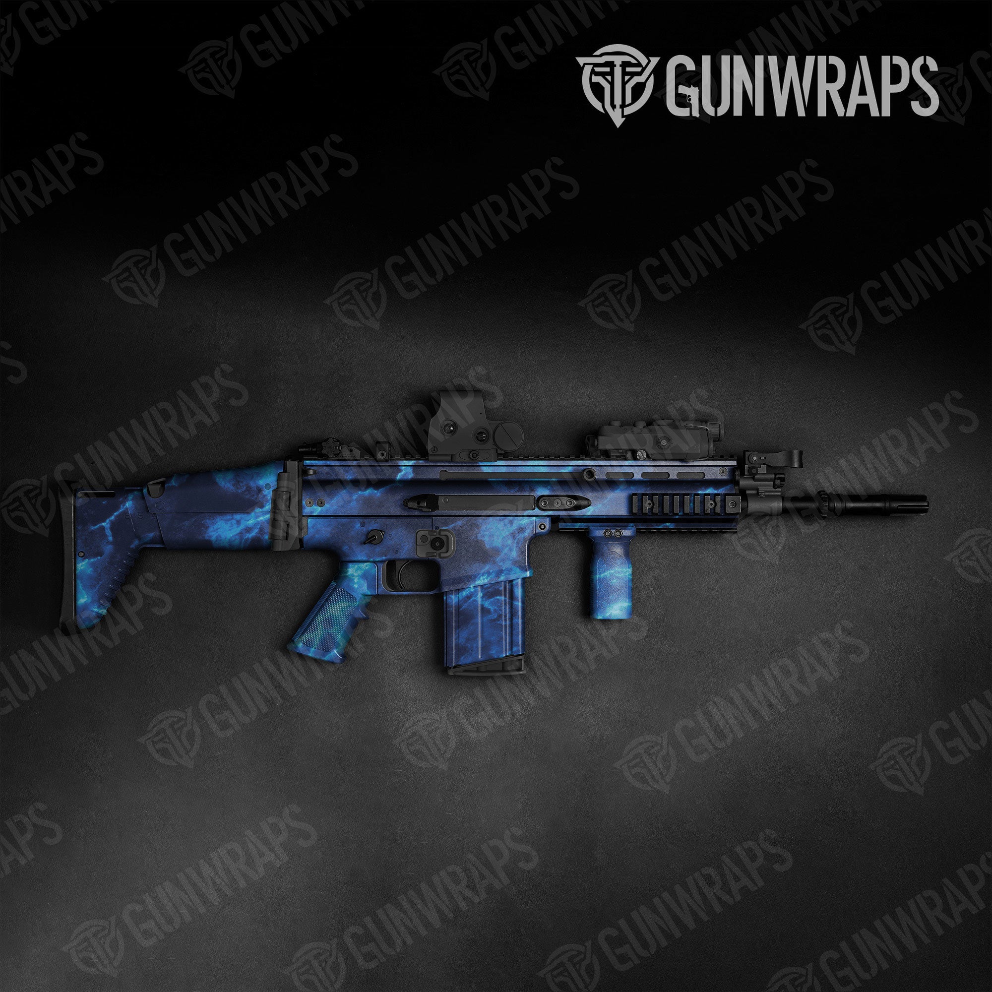 Stone Blue Ice Marble Gun Skin Vinyl Wrap